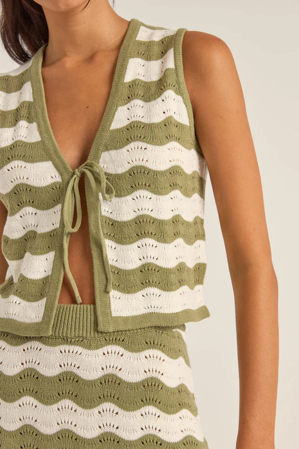 Rhythm Carmen Stripe Knit Vest - Sage