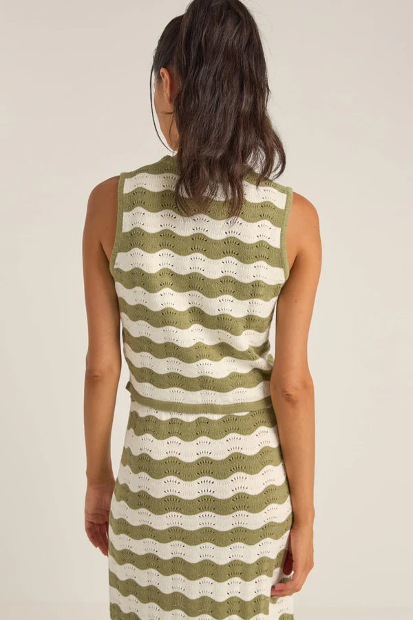 Rhythm Carmen Stripe Knit Vest - Sage