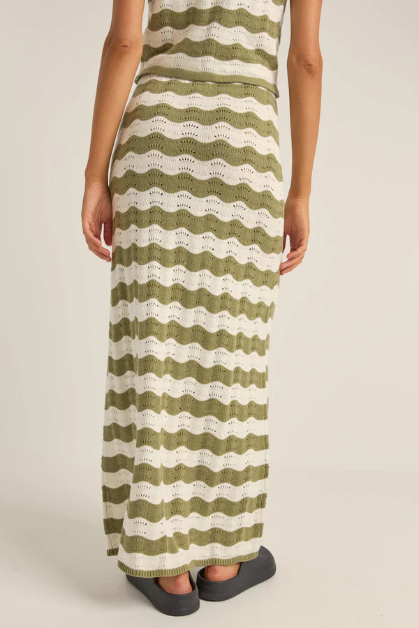 Rhythm Carmen Stripe Knit Maxi Skirt - Sage