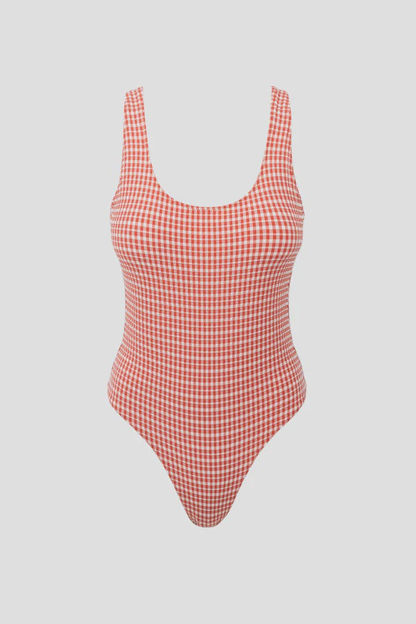 Rhythm Lola Check Scoop Neck One Piece-Fire