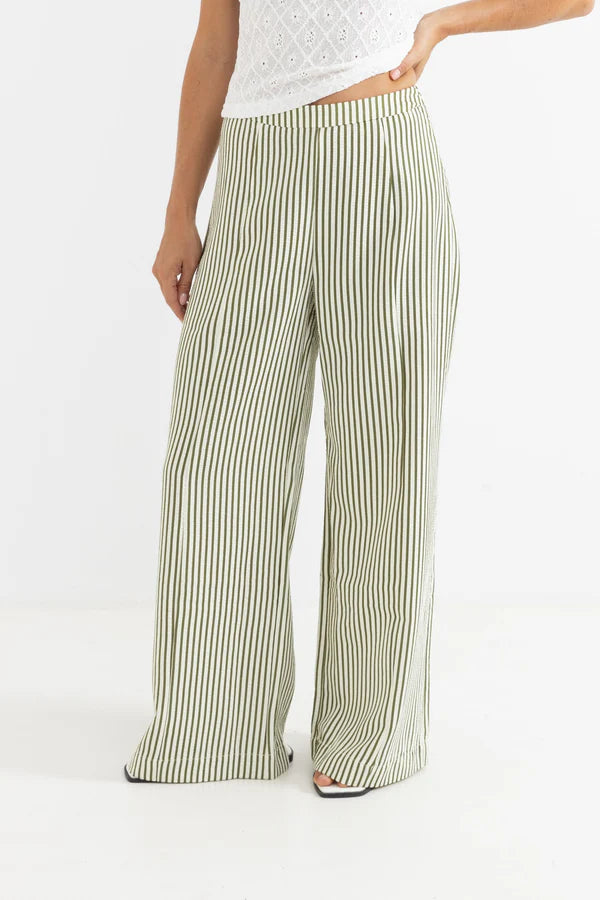 Rhythm Cove Stripe Wide Leg Pant-Aloe