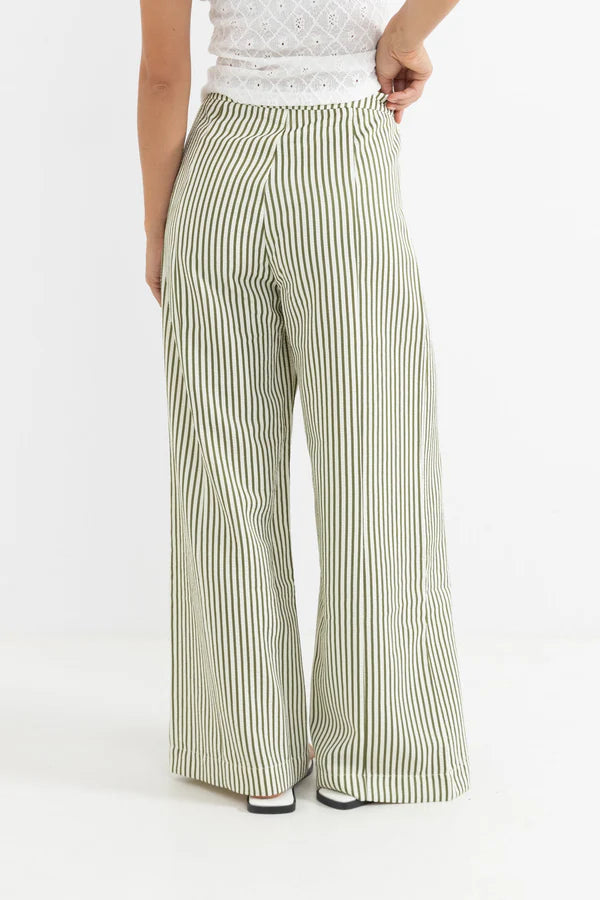Rhythm Cove Stripe Wide Leg Pant-Aloe