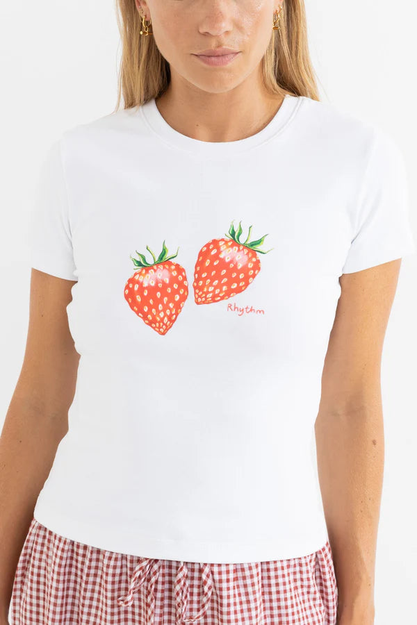 Rhythm Strawberry Everyday Tee-White
