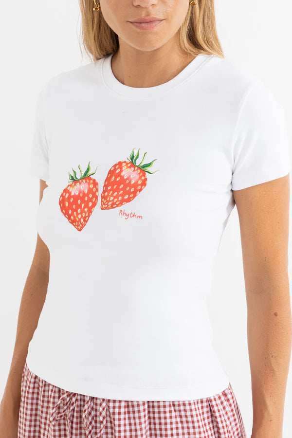 Rhythm Strawberry Everyday Tee-White
