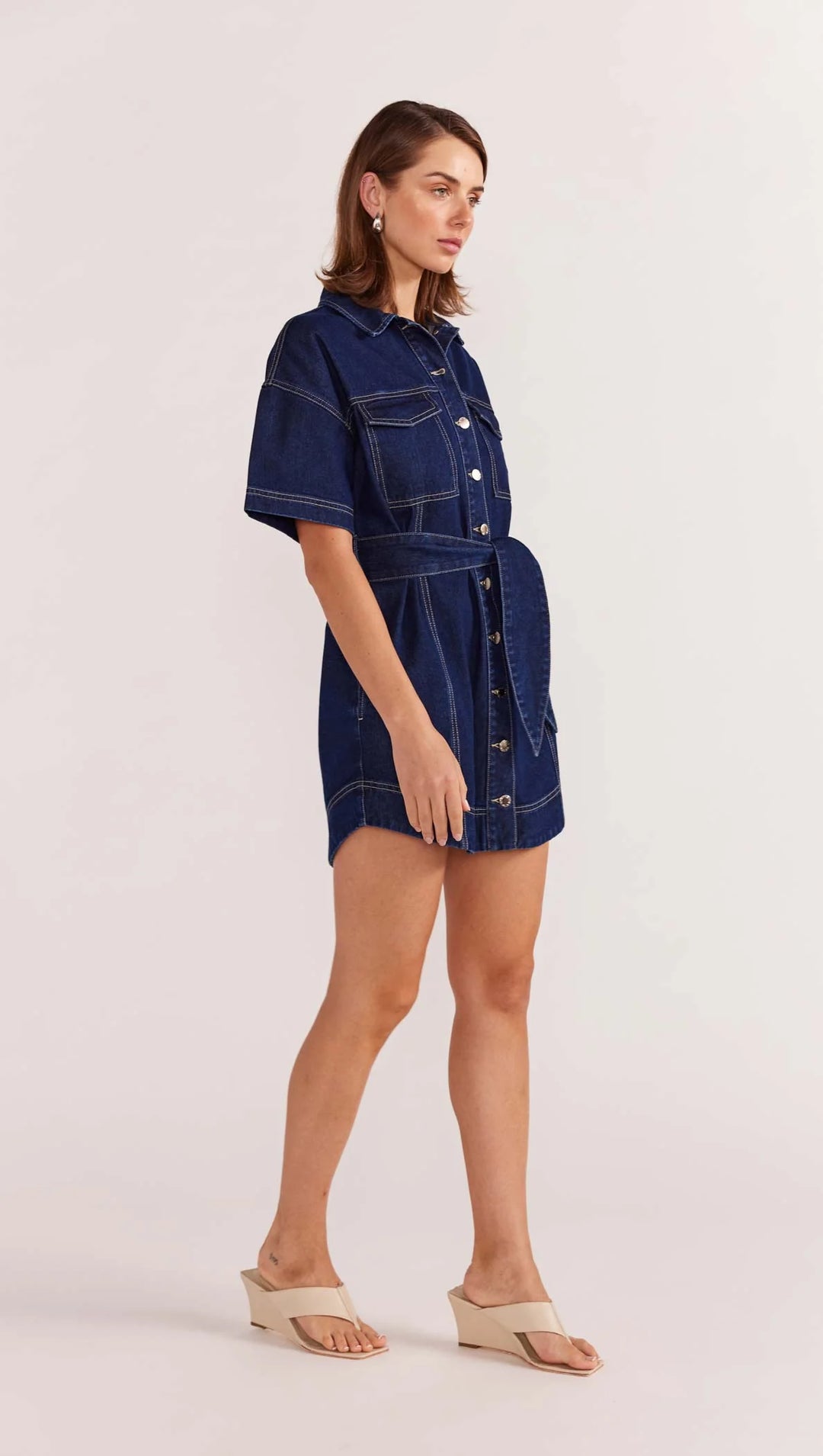 Staple The Label Luca Denim Mini Dress - Indigo