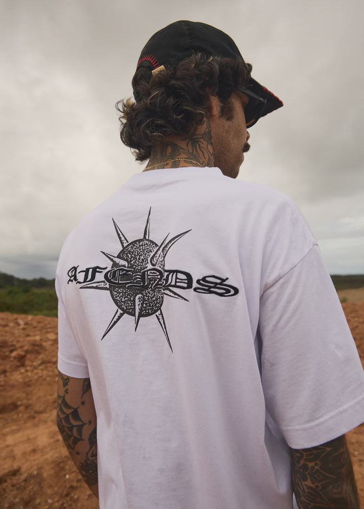 Afends Spiked Recycled Heavyweight Boxy Fit Tee - White