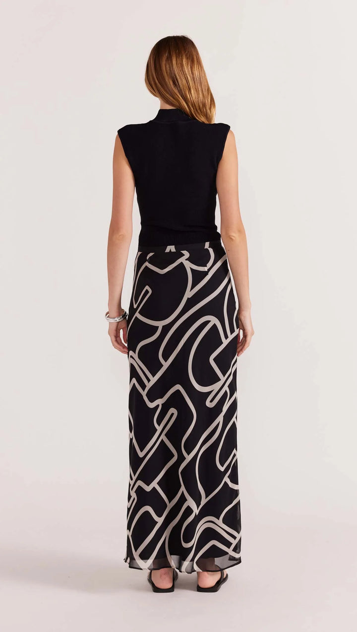 Staple The Label Vento Bias Maxi Skirt - Black/Cream