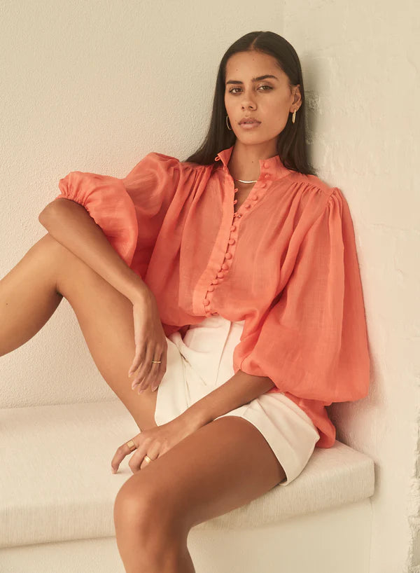 Esmaee Palms Blouse - Blood Orange