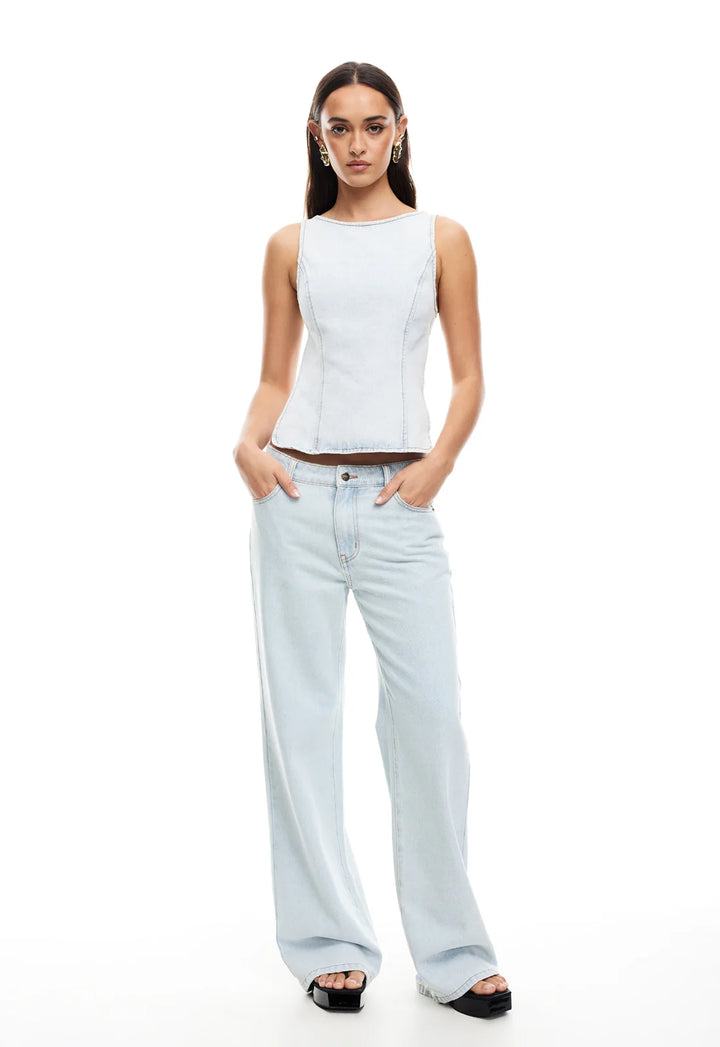 Lioness Rider Backless Top - Light Denim