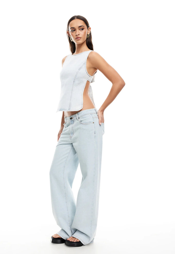 Lioness Rider Backless Top - Light Denim