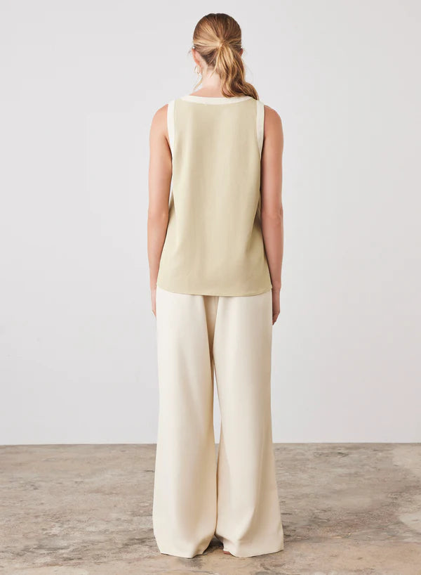 Esmaee Voyage Top - Celery/Cream