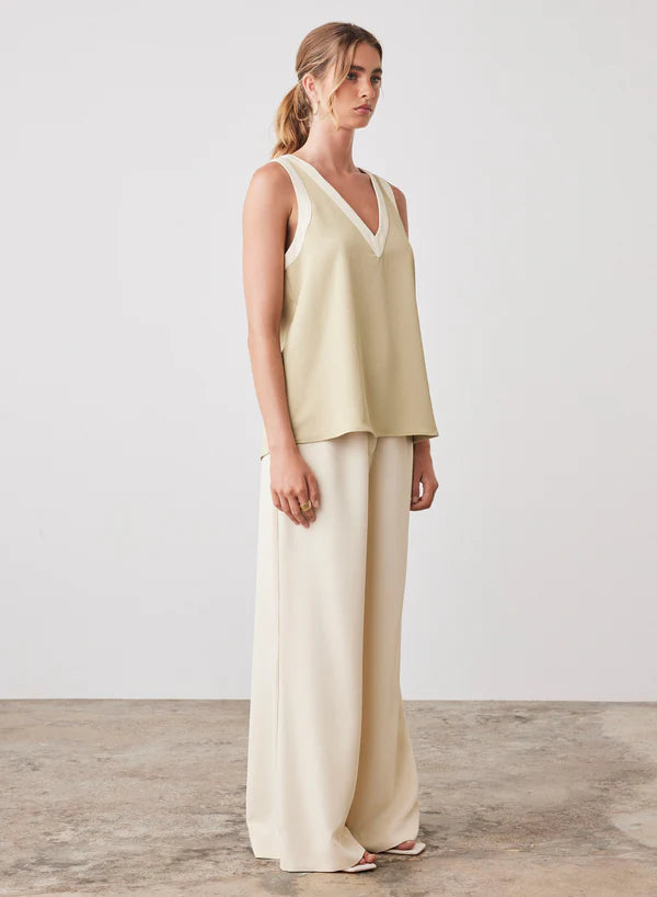 Esmaee Voyage Top - Celery/Cream