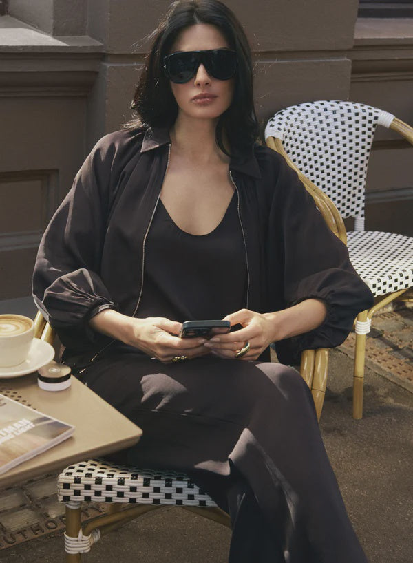 Esmaee Mercer Bomber Jacket - Dark Chocolate