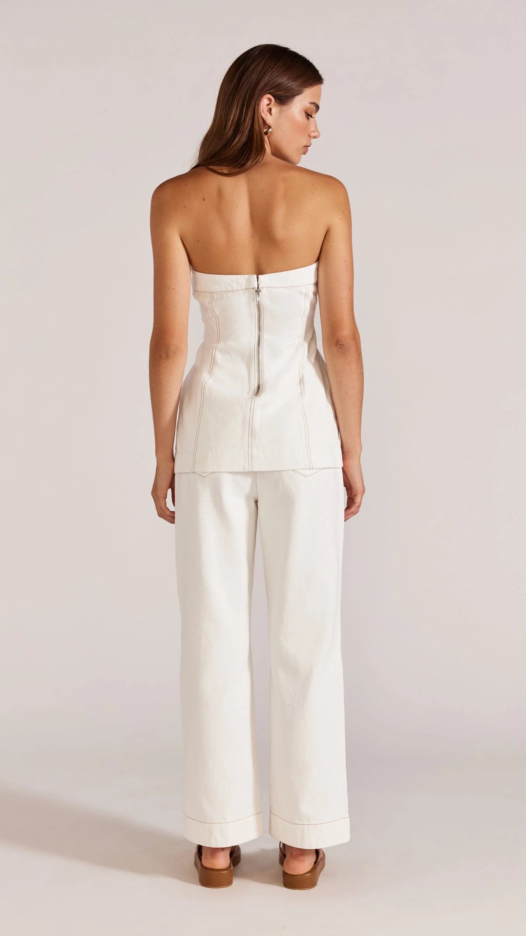 Staple The Label Calla Denim Bustier Top - White