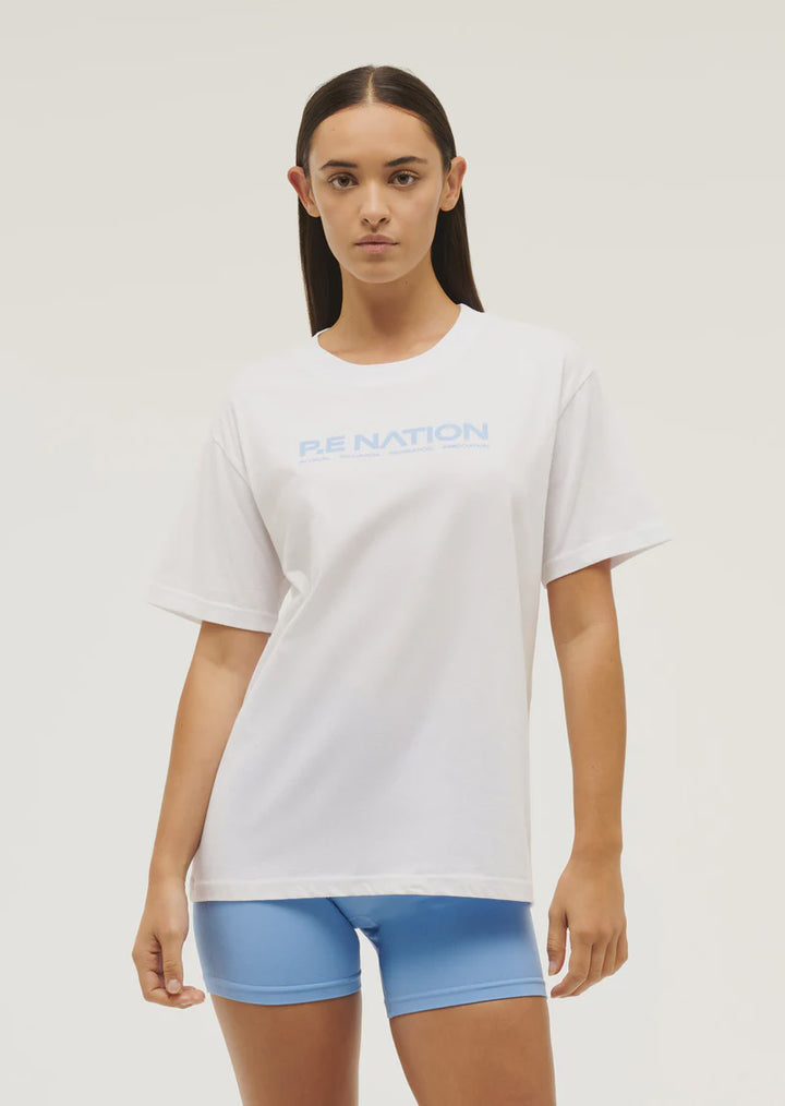 P.E Nation Aero Short Sleeve Tee - White/Cornflower Blue