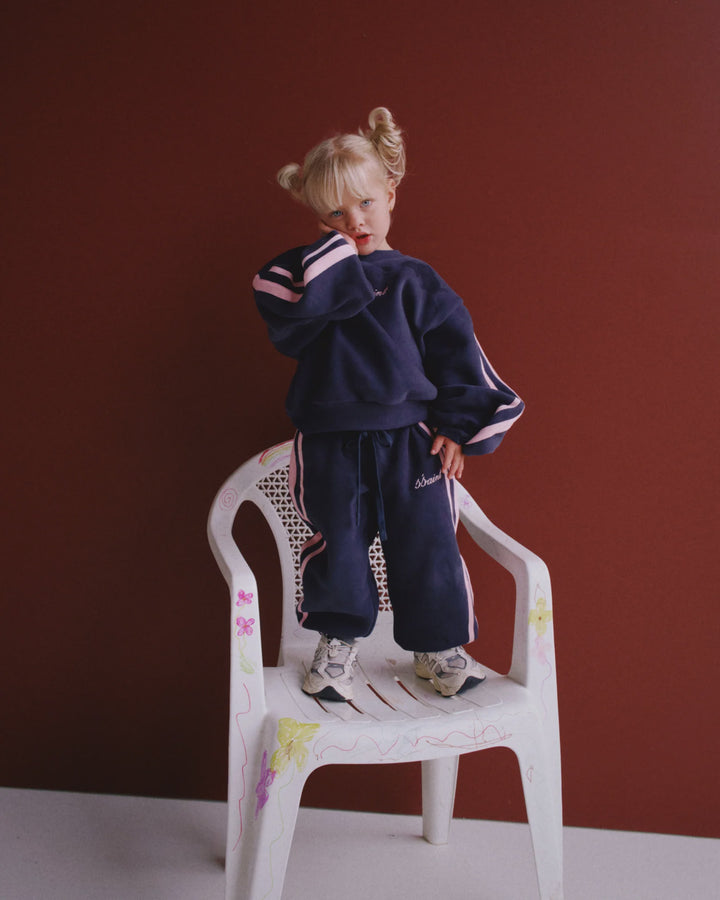 SSAINT Kids Fleece Crew - Navy/Pink