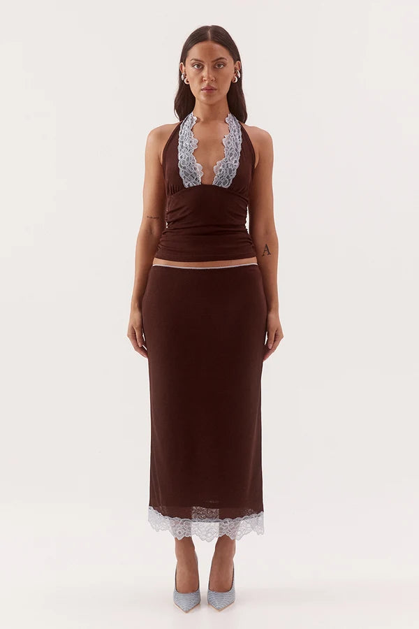 Sovere Harlow Skirt - Choc/Sky