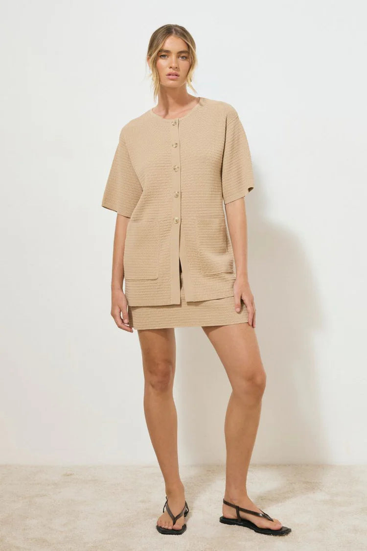 MØN RENN Memoir Knit Skirt -  Stone