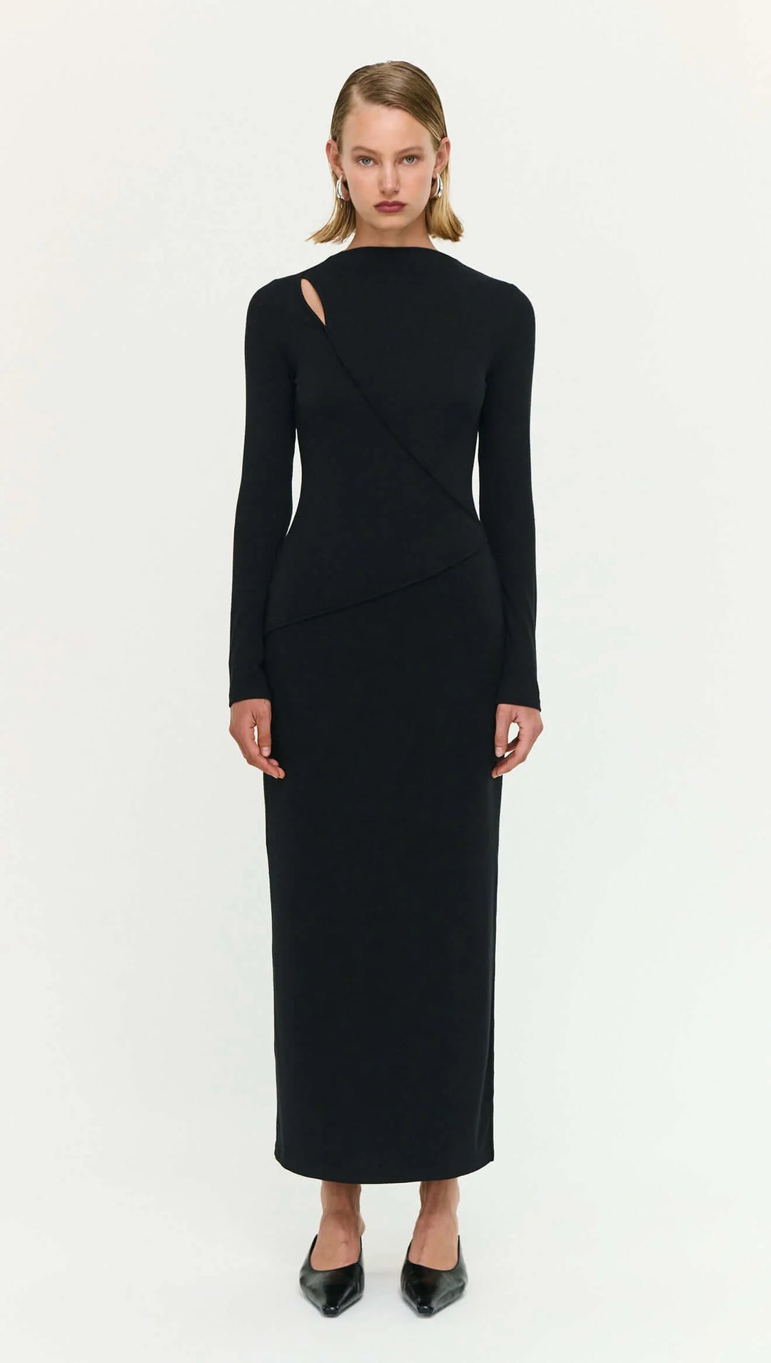 Staple The Label Alexi Asymmetric Detail Midi Dress - Black