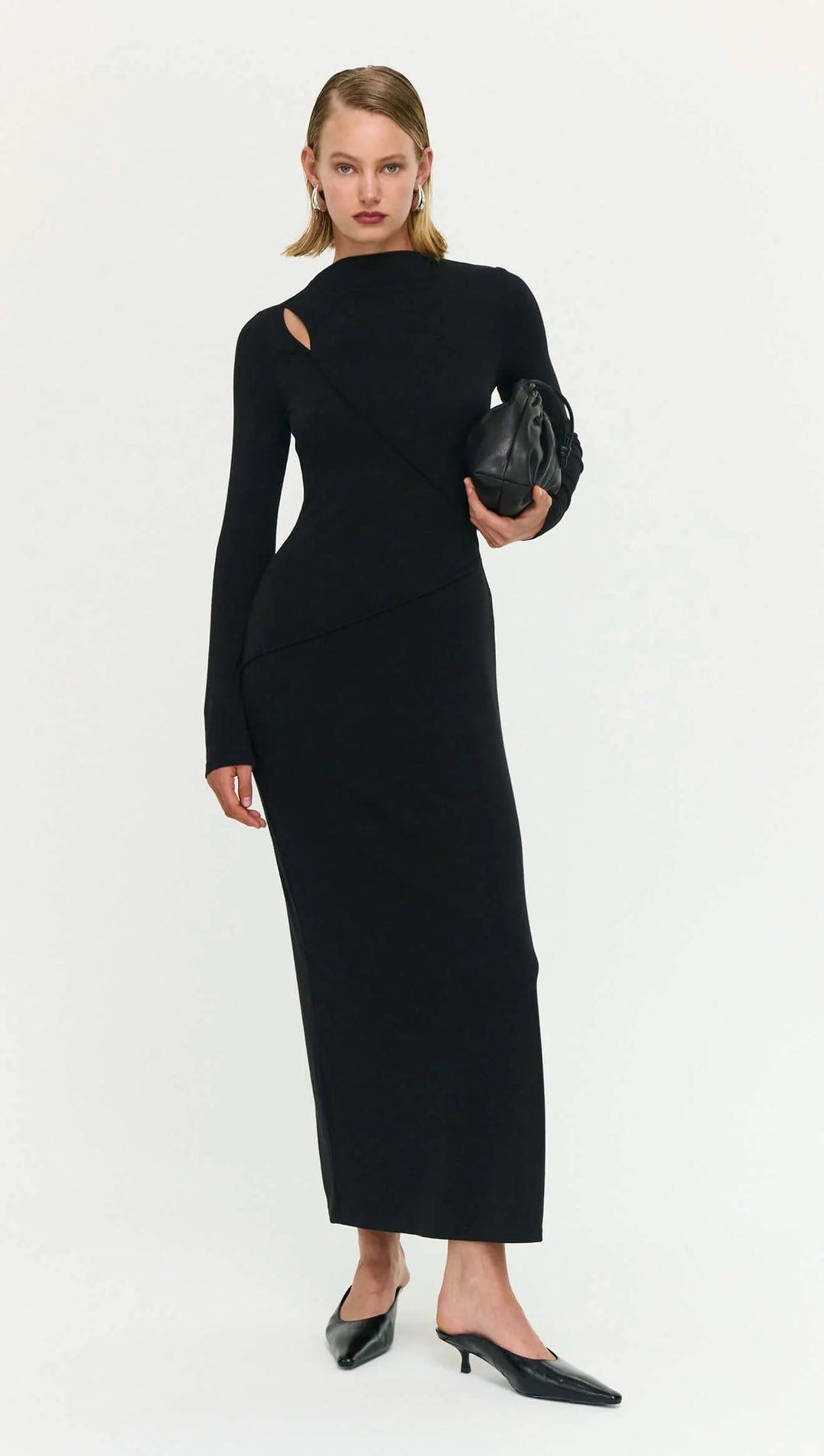 Staple The Label Alexi Asymmetric Detail Midi Dress - Black