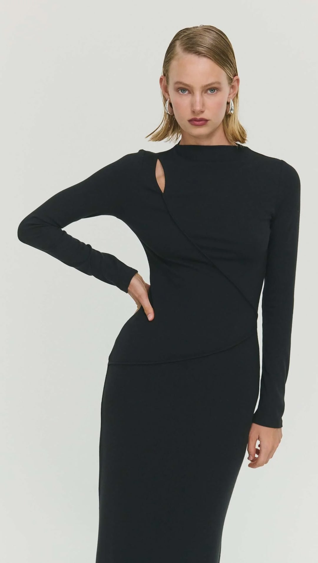 Staple The Label Alexi Asymmetric Detail Midi Dress - Black