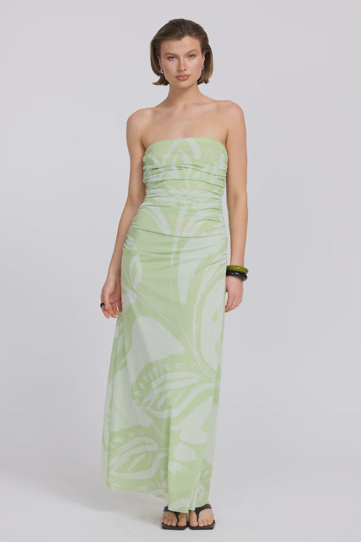 Sovere Flora Strapless Dress - Aloe