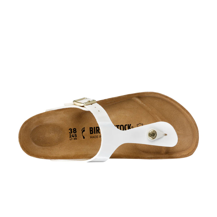 Birkenstock Gizeh White Patent Biko-Flor Narrow