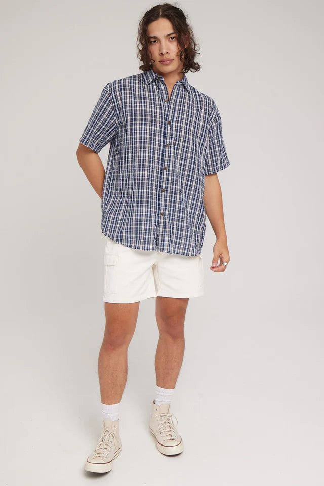 Thrills Split Decision Short Sleeve Shirt- Blue