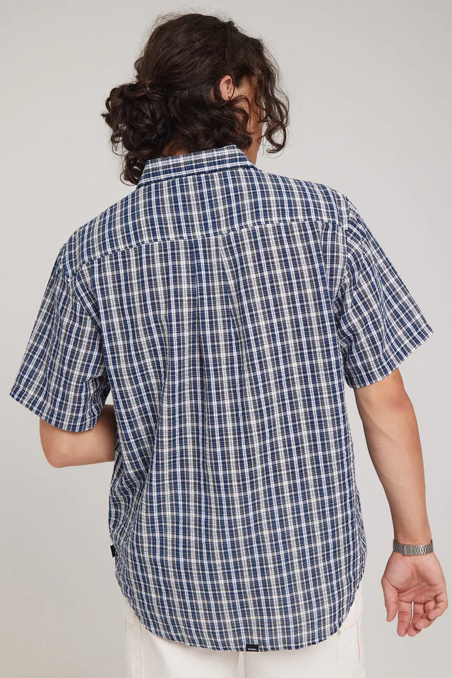 Thrills Split Decision Short Sleeve Shirt- Blue