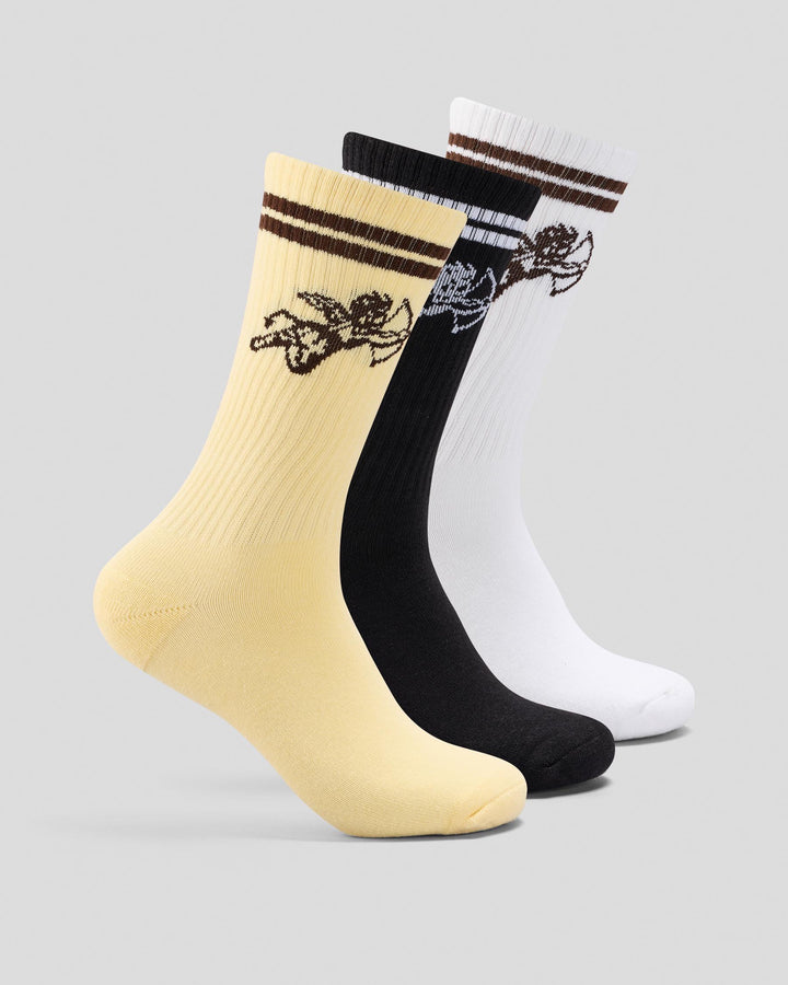 Worship Supplies Cherub 3 Pack Socks-Lemon Icing/Black/White