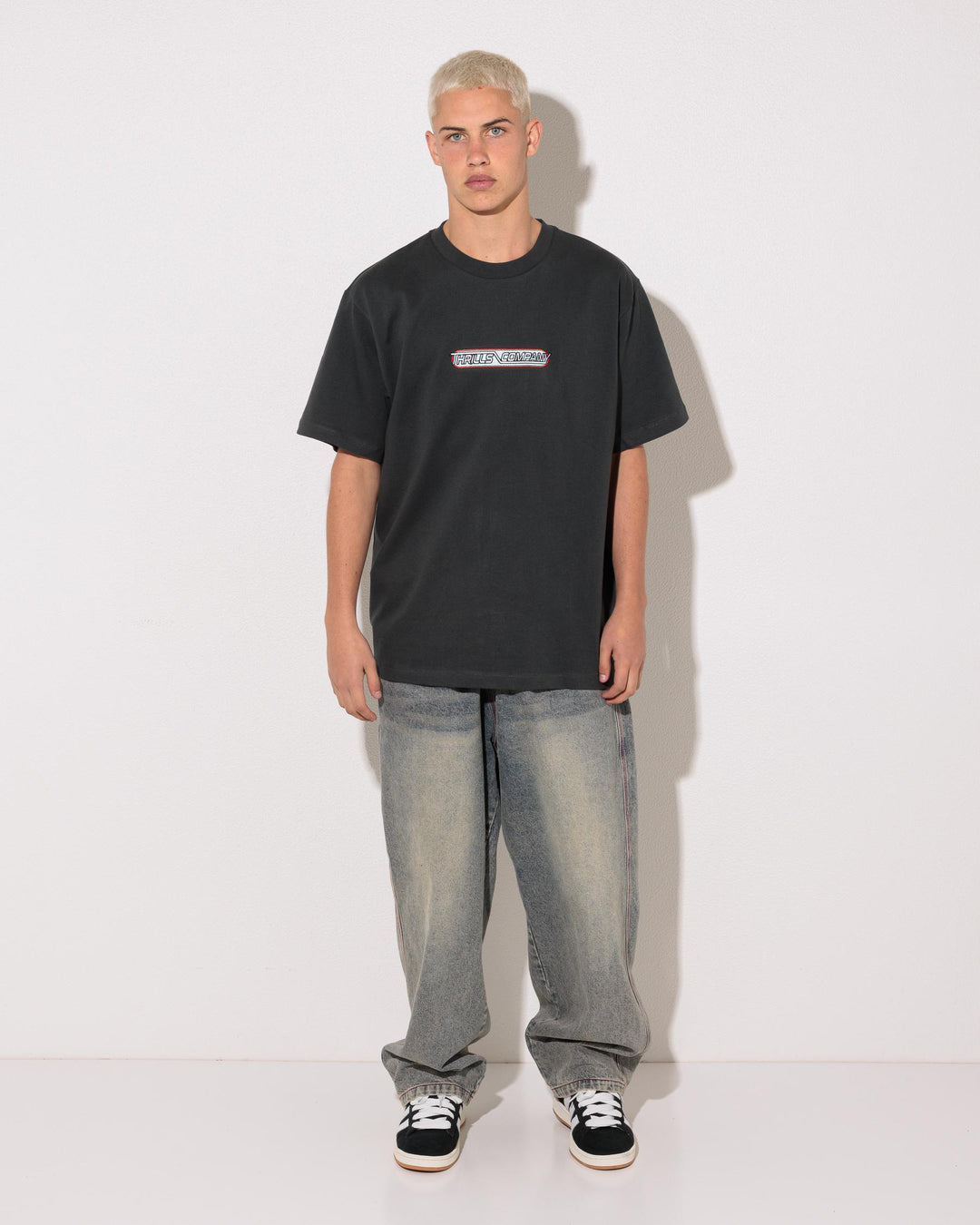 Thrills Servicing South Of Paradise Embro Merch Fit Tee - Carbon