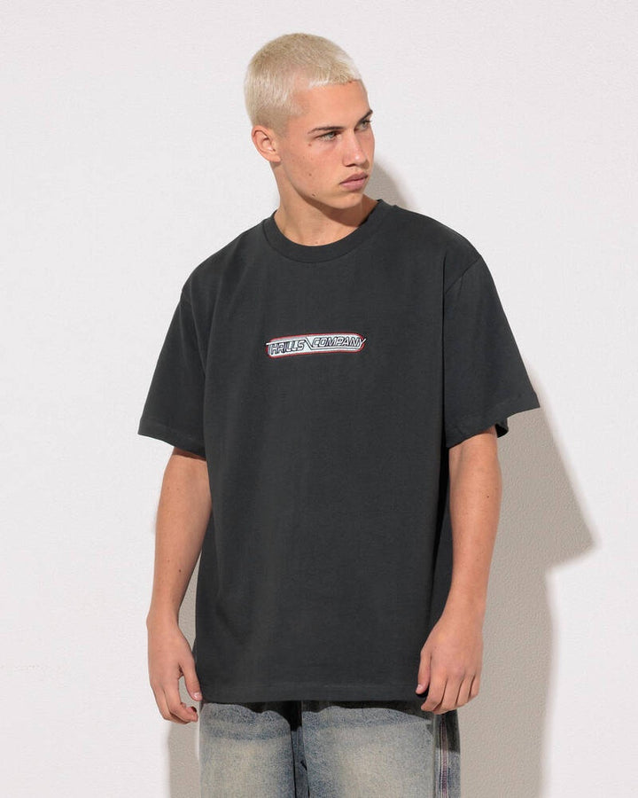 Thrills Servicing South Of Paradise Embro Merch Fit Tee - Carbon