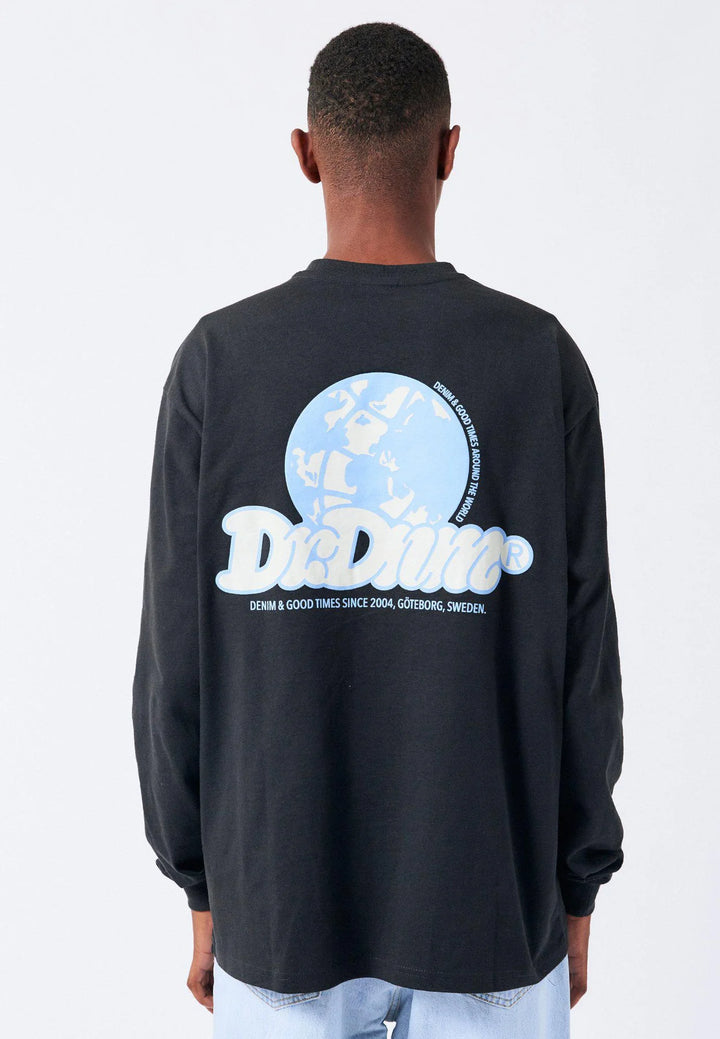 Dr Denim Reno Long Sleeve Tee- Off Black Earth