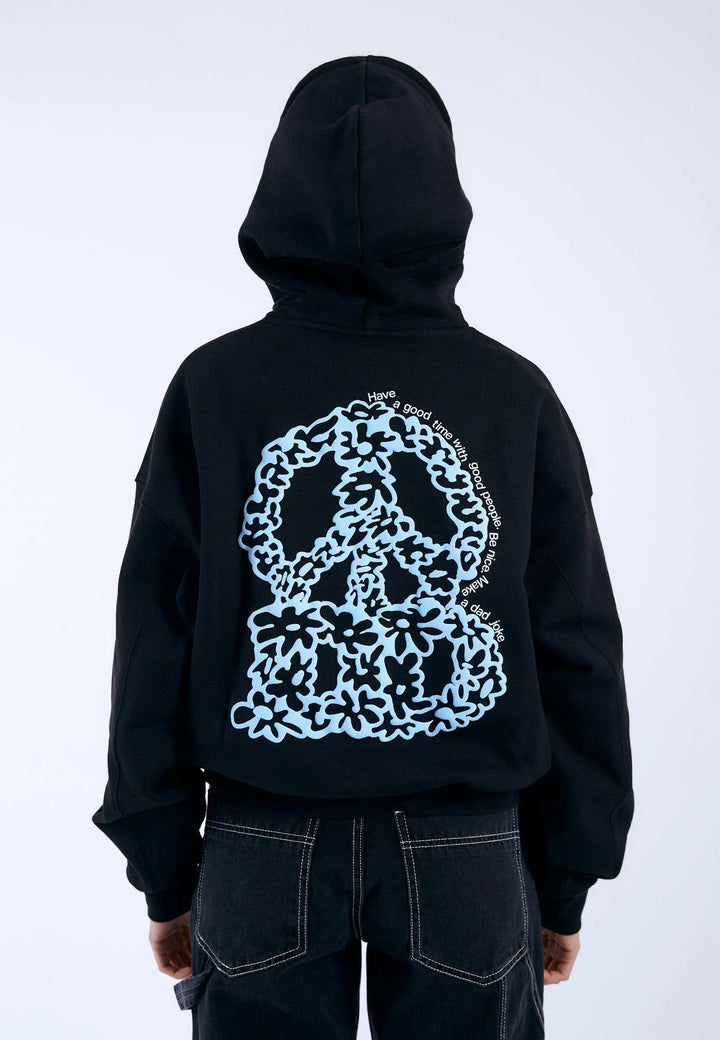 Dr Denim Debbie Hoodie - Black DD Peace