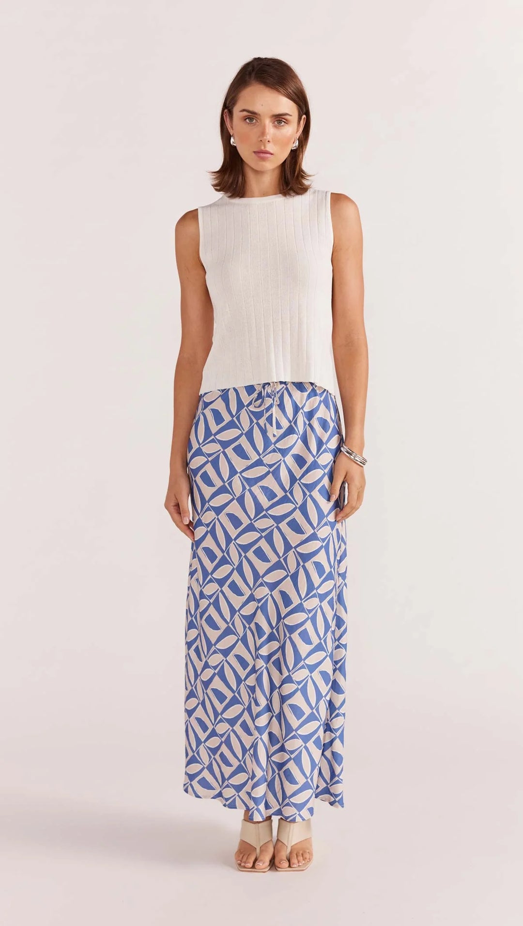 Staple The Label Alto Bias Midi Skirt - Blue-Geo