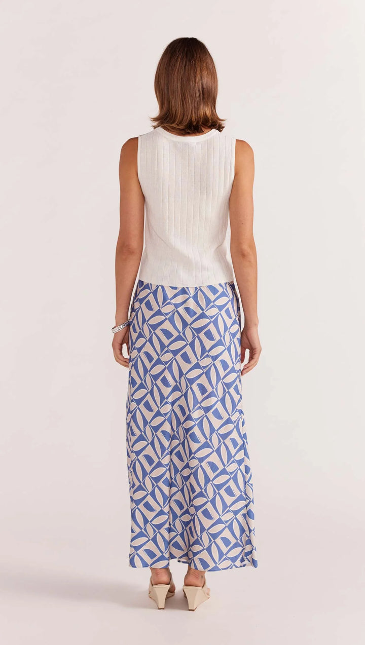 Staple The Label Alto Bias Midi Skirt - Blue-Geo