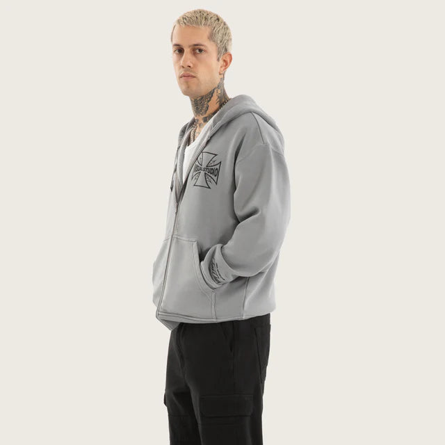 Kiss Chacey Nocturne Relaxed Zip Hoodie - Pigment Ultimate Grey