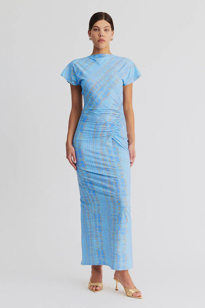 Suboo Claudia Short Sleeve Maxi Dress - Ice Blue Texture