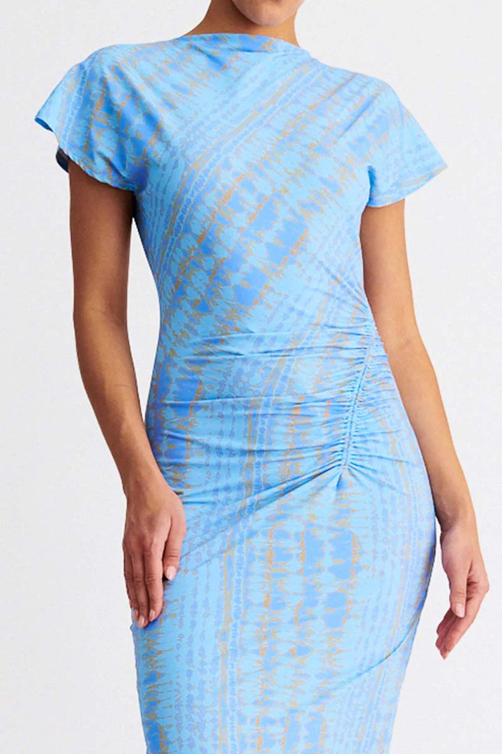 Suboo Claudia Short Sleeve Maxi Dress - Ice Blue Texture