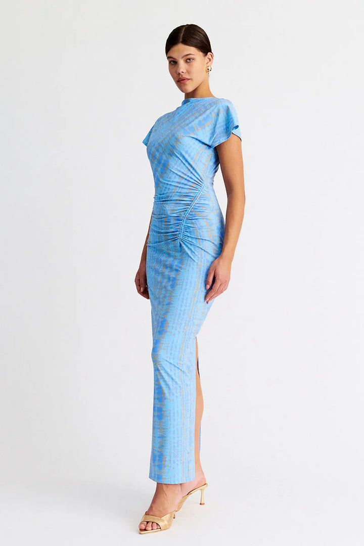 Suboo Claudia Short Sleeve Maxi Dress - Ice Blue Texture