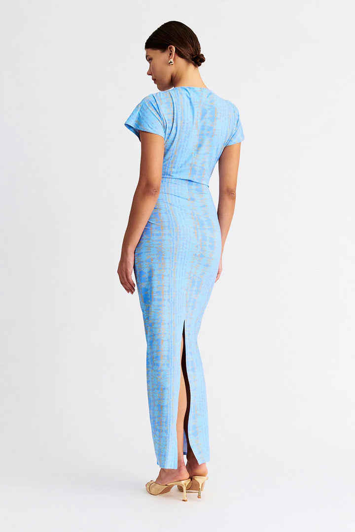 Suboo Claudia Short Sleeve Maxi Dress - Ice Blue Texture