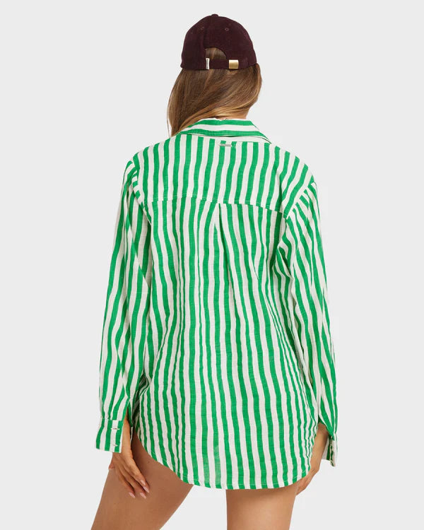 Billabong Kelly Stripe Swell Long Sleeve Shirt - Kelly Green