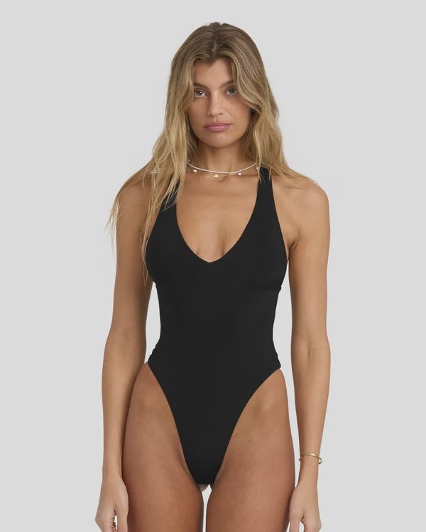 Billabong Sol Searcher Halter One Piece Swimsuit-Black Pebble