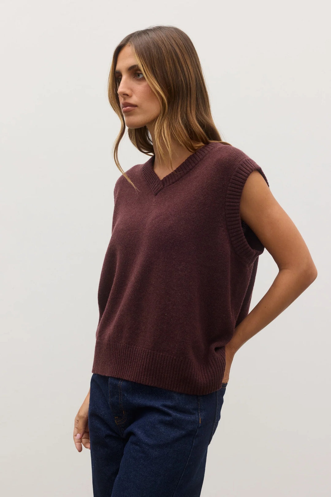 Bayse Ember Knit Vest - Plum