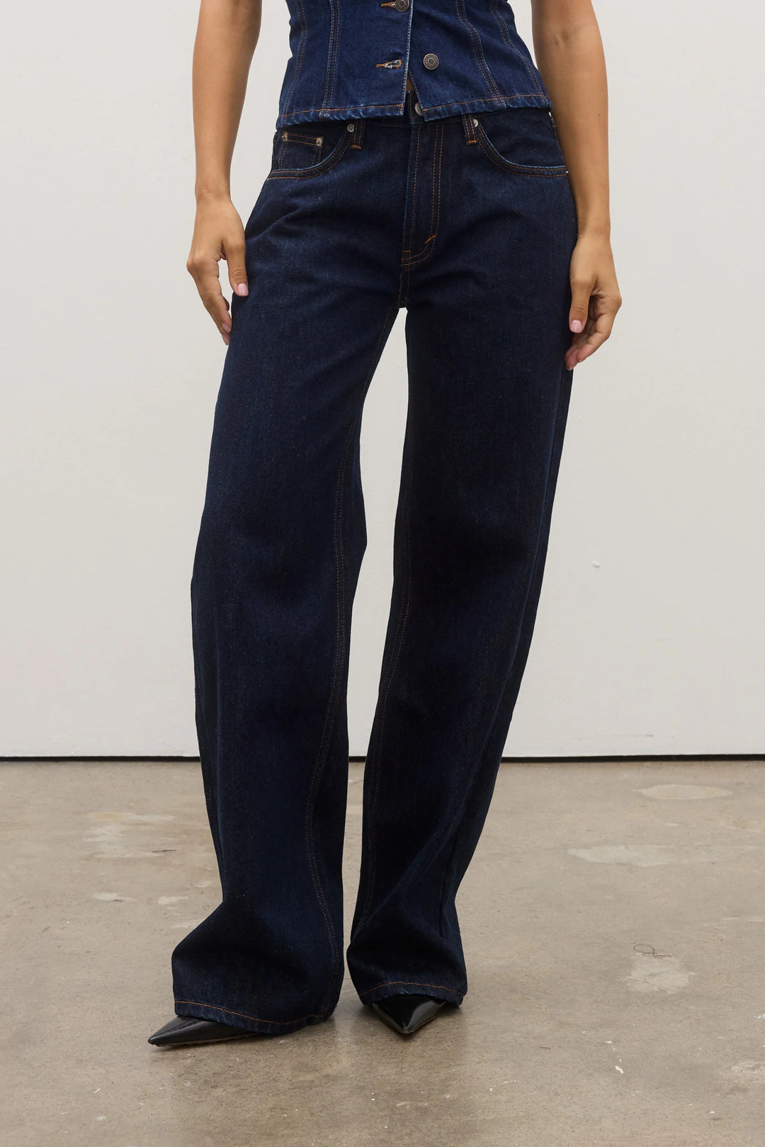 Bayse Avery Mid Rise Denim Jean - Dark Indigo