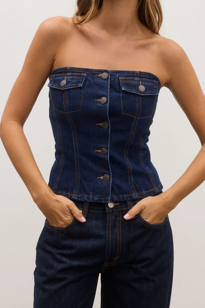 Bayse Avery Mid Rise Denim Jean - Dark Indigo