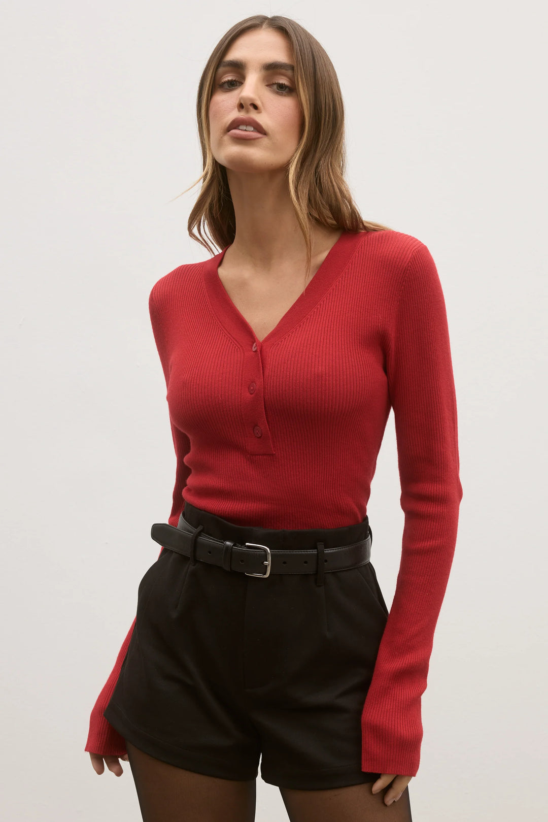 Bayse Nia Knit Top-Red