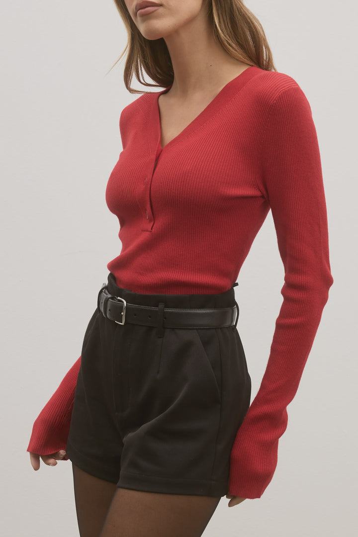 Bayse Nia Knit Top-Red