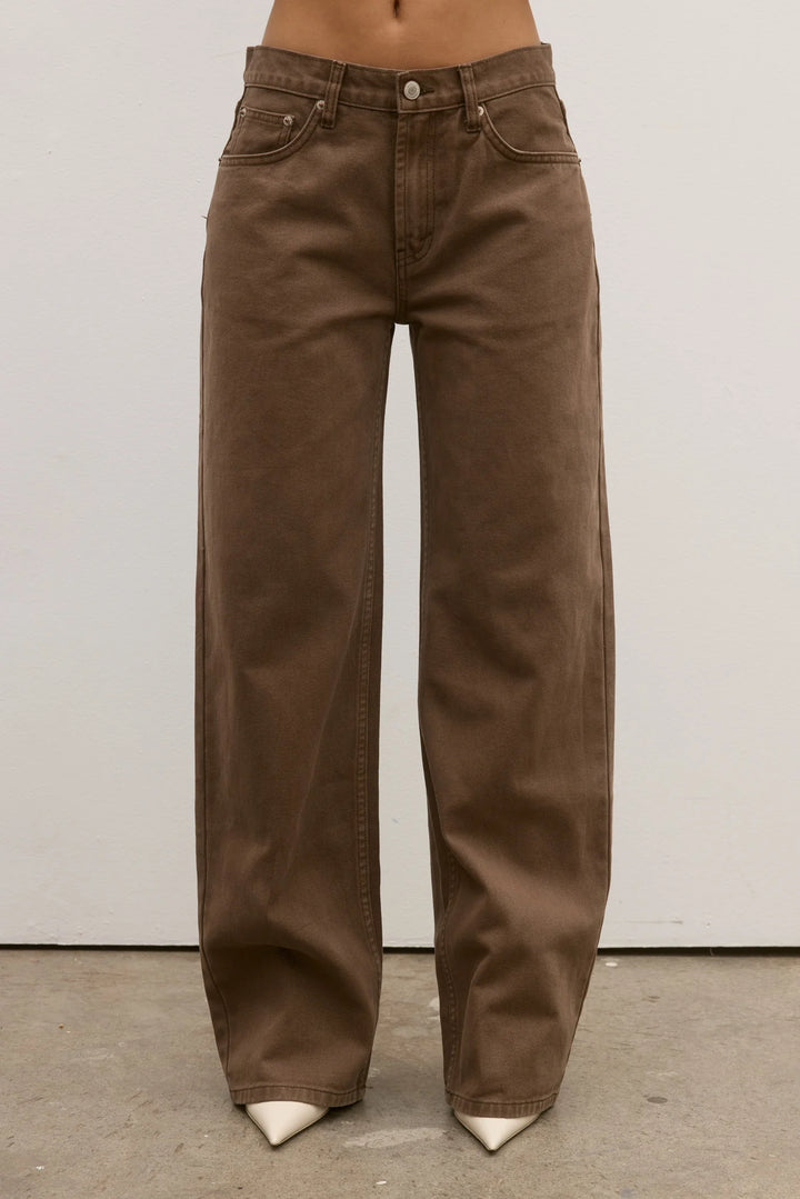 Bayse Avery Mid Rise Denim Jean-Chocolate