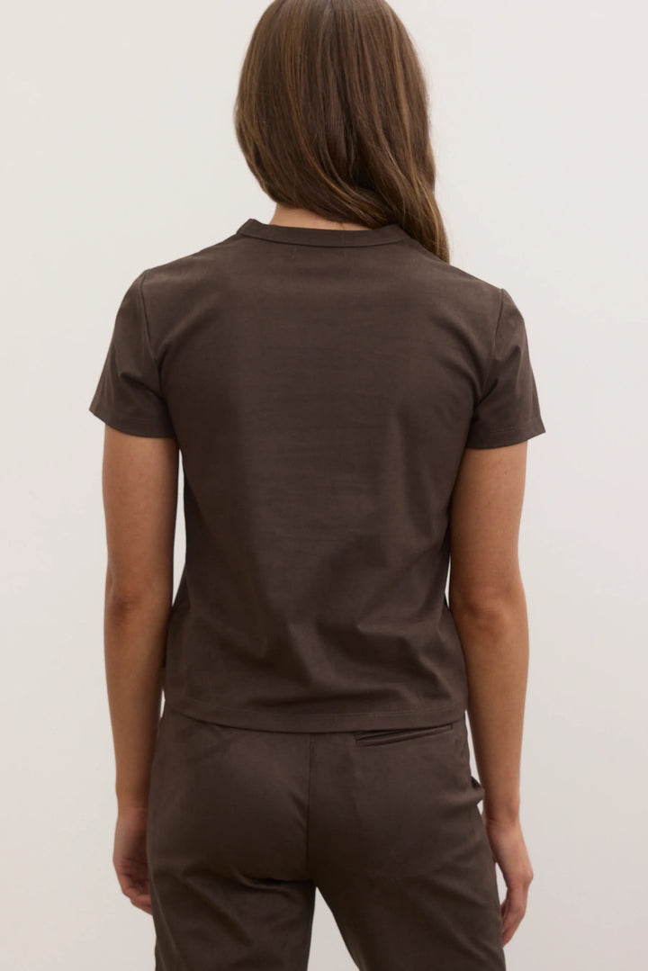 Bayse Tess Faux Suede T-Shirt - Dark Ashen